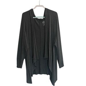 TORRID WOMENS GRAY OPEN FRONT DRAPED CARDIGAN WITH HOODIE PLUS SIZE 4